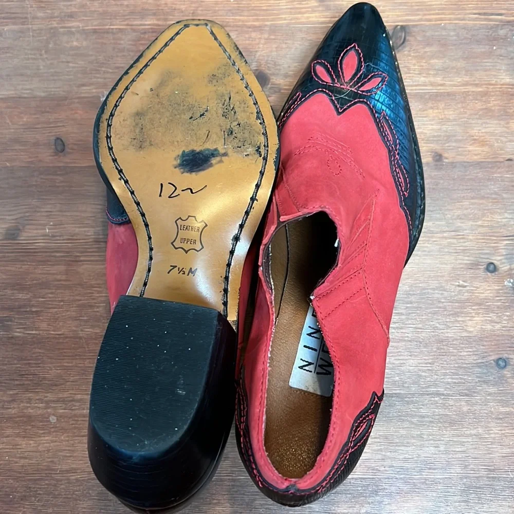 Vintage Nine West Western Ankle Booties - Red and Black - Picture 5 of 5